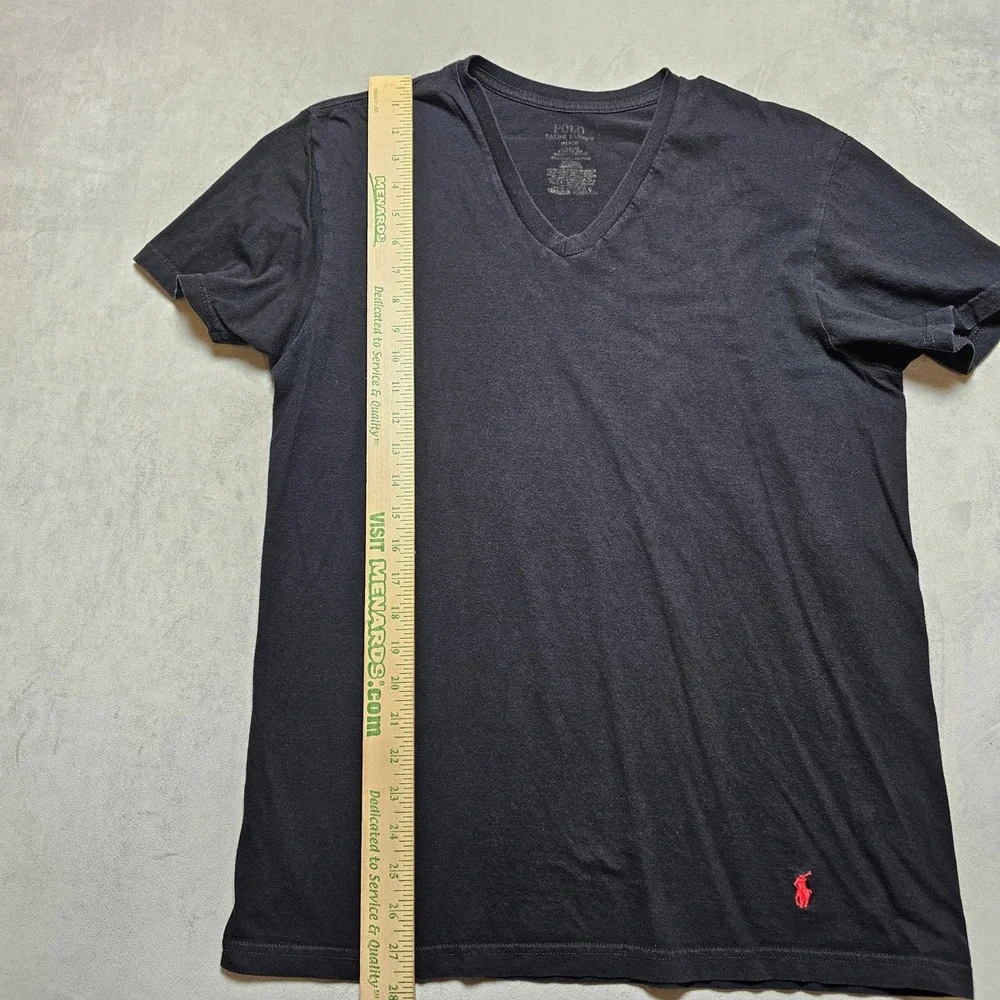 Polo‎ Ralph Lauren Mens V-Neck T-Shirt Black Red Pony Logo Size Medium